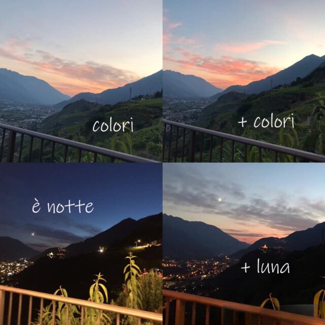 un collage di 4 tramonti a Poggiridenti