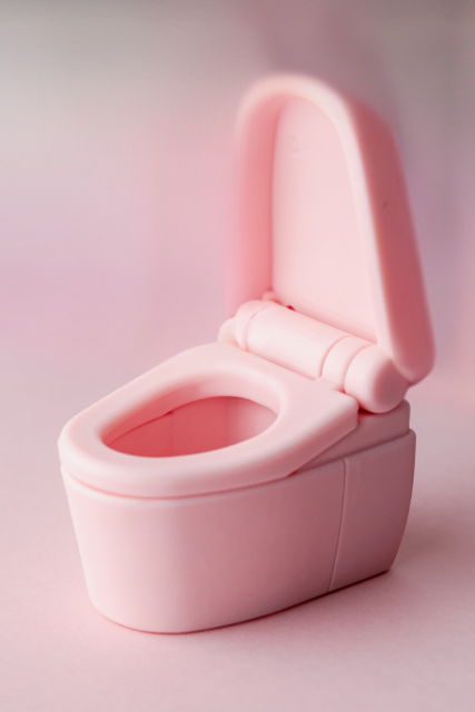 Wc giocattolo rosa su sfondo rosa