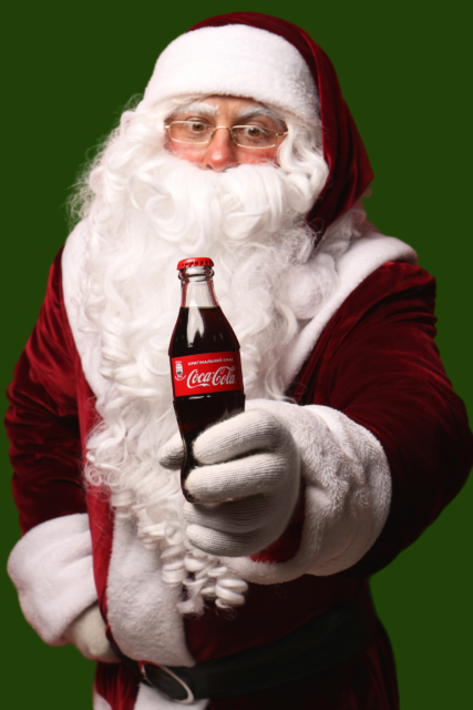 Babbo Natale con in mano una Coca Cola